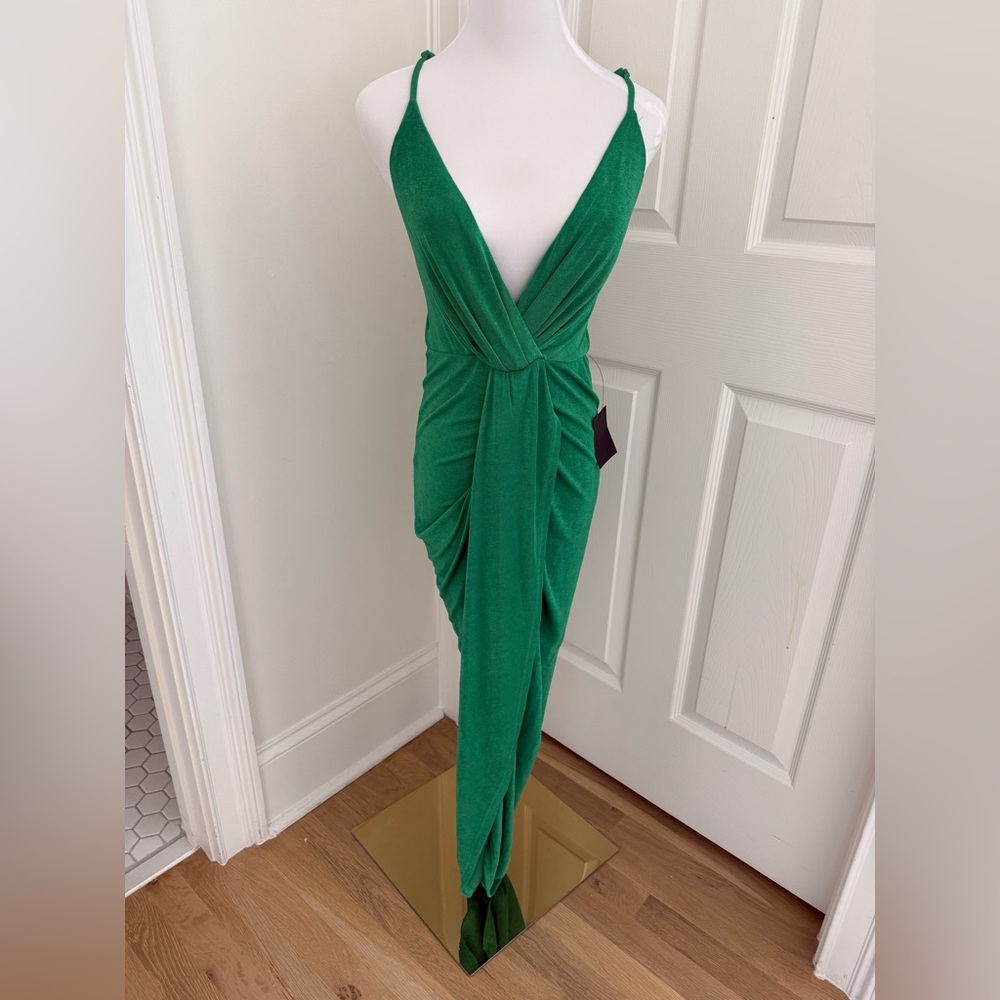 Elegant Green Draped Gown